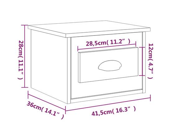 Noptiere de perete, 2 buc., alb extralucios, 41,5x36x28 cm, 11 image