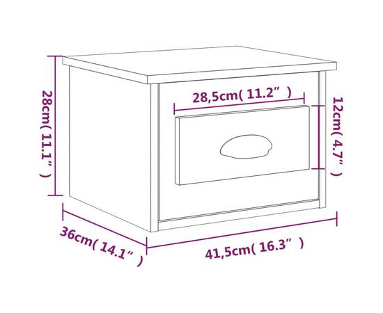 Noptiere de perete, 2 buc., gri sonoma, 41,5x36x28 cm, 11 image