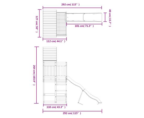 Set de joacă pentru exterior, lemn de pin impregnat, 9 image