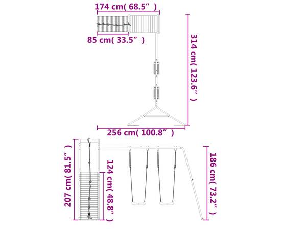 Set de joacă pentru exterior, lemn masiv de pin, 11 image