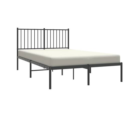 Cadru de pat metalic cu tăblie, negru, 140x190 cm, 3 image