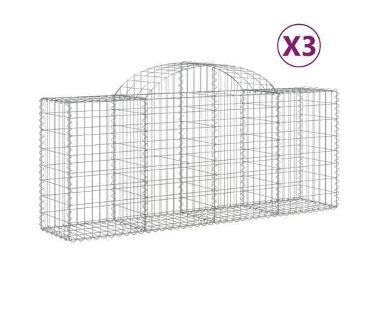 Coșuri gabion arcuite 3 buc, 200x50x80/100 cm, fier galvanizat, 2 image