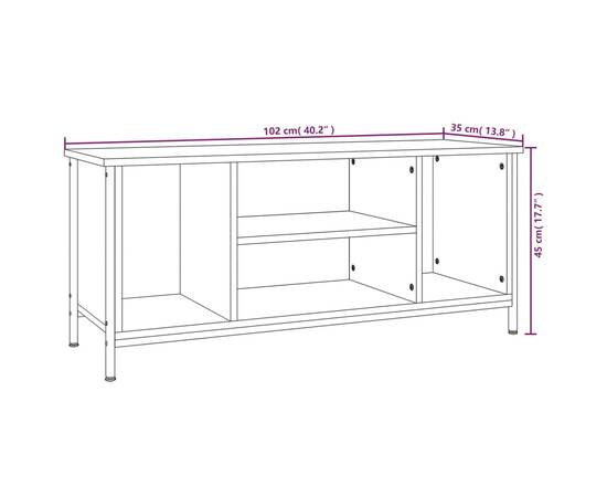 Comodă tv, stejar maro, 102x35x45 cm, lemn prelucrat, 9 image
