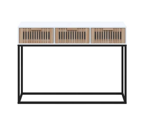 Masă consolă, alb, 105x30x75 cm, lemn prelucrat și fier, 4 image