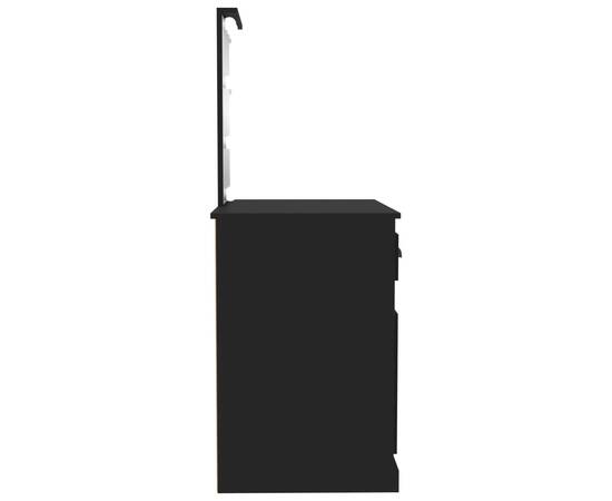 Masă de toaletă cu led, negru, 90x50x132,5 cm, lemn prelucrat, 8 image