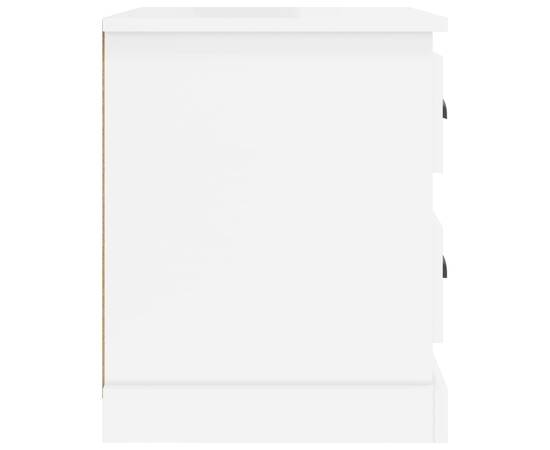 Noptieră, alb extralucios, 39x39x47,5 cm, lemn prelucrat, 8 image
