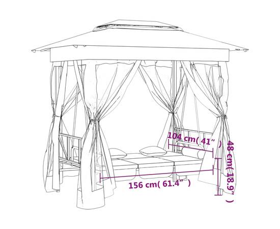 Pavilion de grădină & balansoar convertibil verde textil & oțel, 11 image