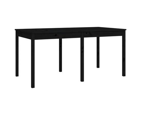 Set masă de grădină, 7 piese, negru, lemn masiv de pin, 7 image