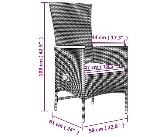 Set mobilier de grădină cu perne, 5 piese, gri, poliratan, 9 image