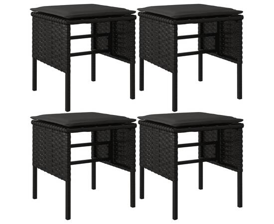 Set mobilier de grădină cu perne, 6 piese, negru, poliratan, 7 image