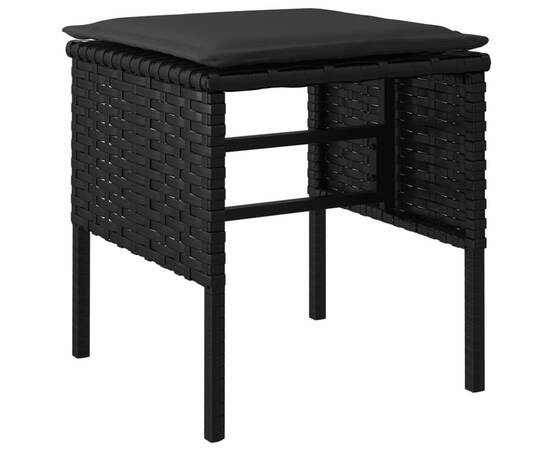 Set mobilier de grădină cu perne, 6 piese, negru, poliratan, 8 image