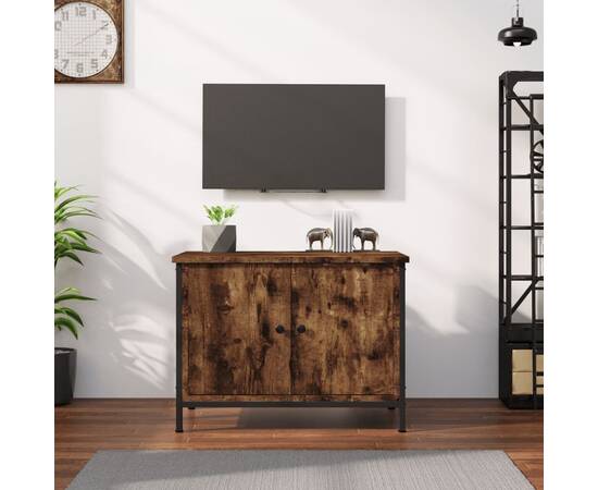 Comodă tv cu uși, stejar afumat, 60x35x45 cm, lemn prelucrat