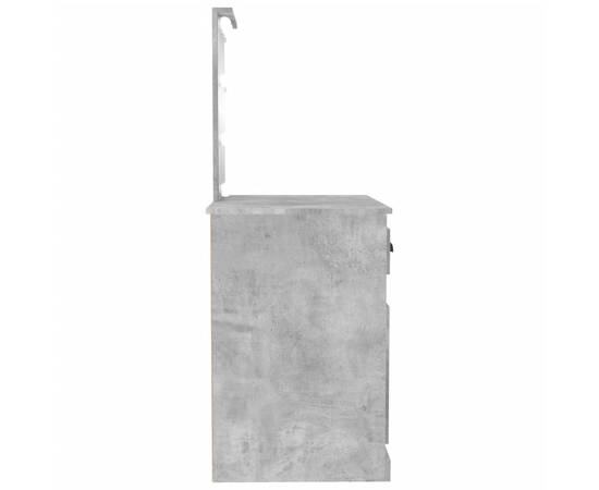 Masă de toaletă cu led, gri beton, 90x50x132,5 cm lemn compozit, 8 image