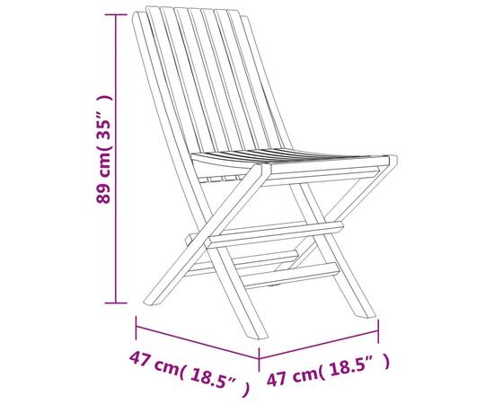 Scaune de grădină pliante, 2 buc, 47x47x89 cm, lemn masiv tec, 8 image