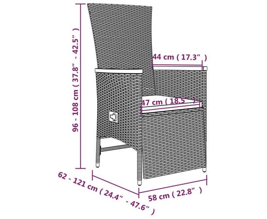 Set mobilier de grădină cu perne, 7 piese, gri, poliratan, 10 image