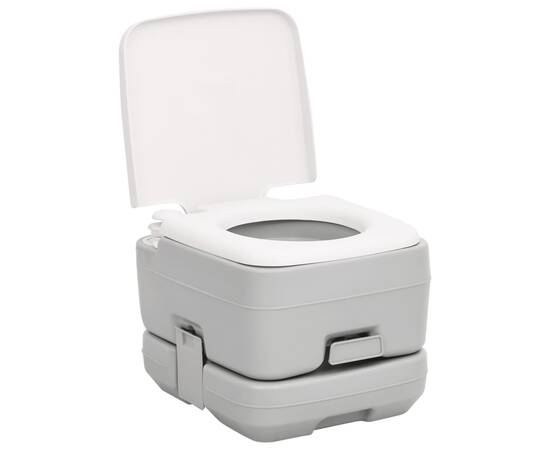 Toaletă portabilă de camping, gri și alb, 10+10 l, hdpe, 3 image