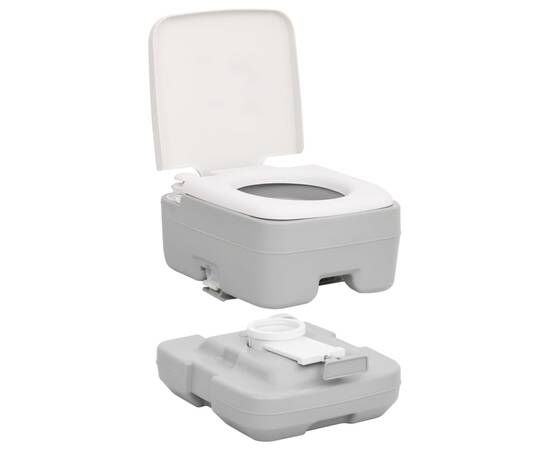 Toaletă portabilă de camping, gri și alb, 10+10 l, hdpe, 4 image