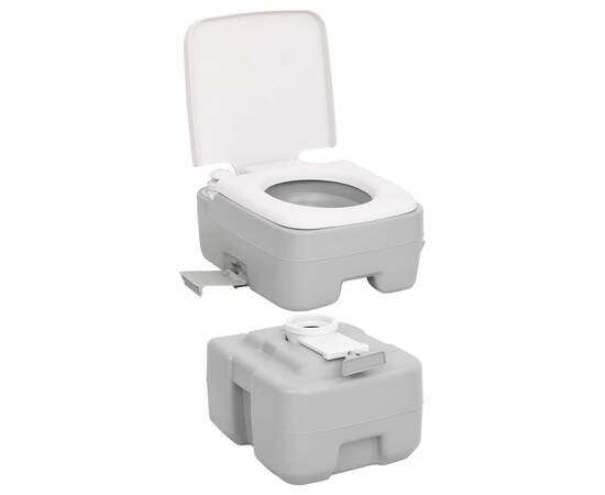 Toaletă portabilă de camping, gri și alb, 20+10 l, hdpe, 4 image