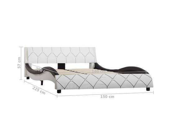 Cadru de pat, alb și negru, 140 x 200 cm, piele ecologică, 7 image