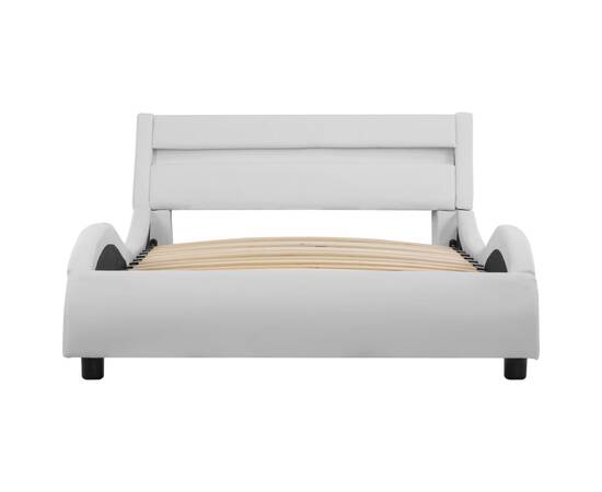 Cadru de pat cu led, alb, 90 x 200 cm, piele ecologică, 4 image