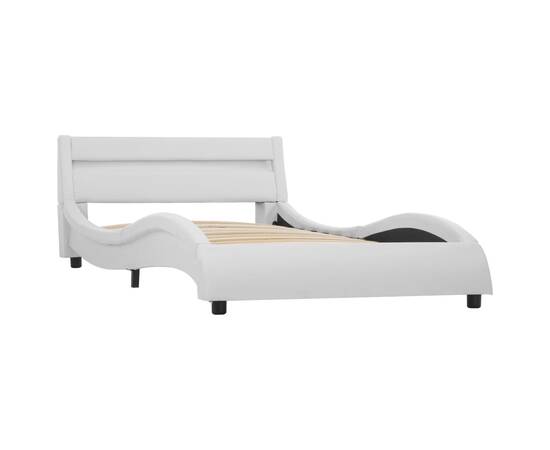 Cadru de pat cu led, alb, 90 x 200 cm, piele ecologică, 3 image