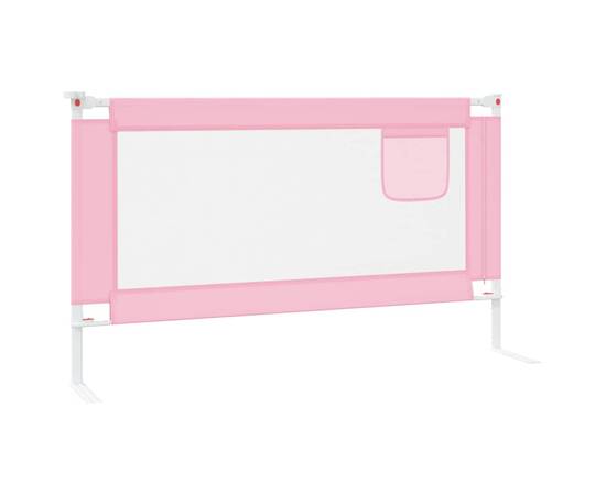Balustradă de protecție pat copii, roz, 140x25 cm, textil, 4 image
