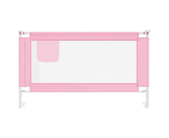 Balustradă de protecție pat copii, roz, 140x25 cm, textil, 3 image