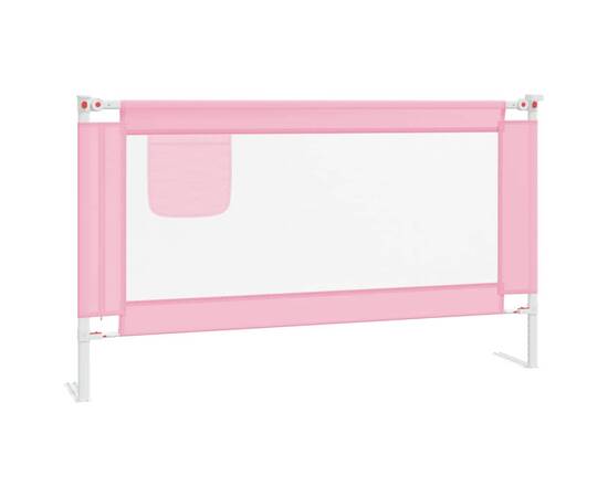 Balustradă de protecție pat copii, roz, 140x25 cm, textil, 2 image