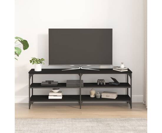 Comodă tv, negru, 140x30x50 cm, lemn prelucrat, 3 image