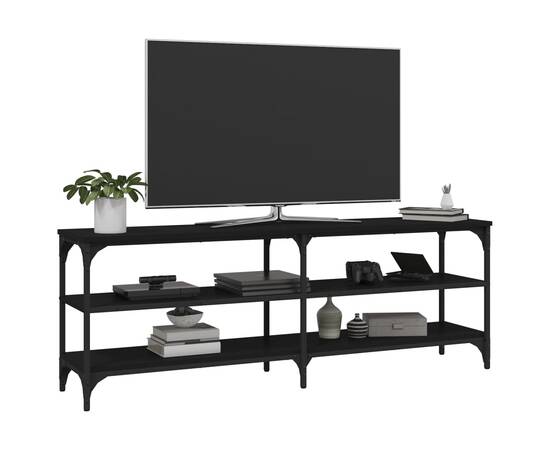 Comodă tv, negru, 140x30x50 cm, lemn prelucrat, 4 image