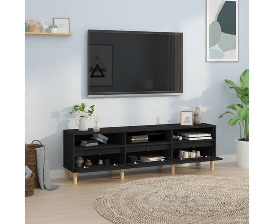 Comodă tv, negru, 150x30x44,5 cm, lemn prelucrat, 3 image