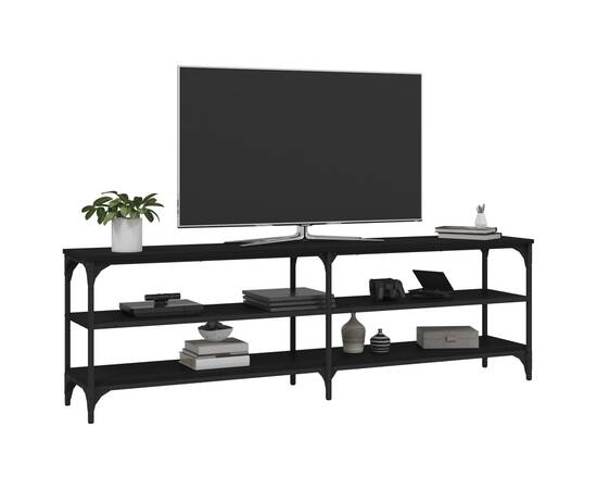 Comodă tv, negru, 160x30x50 cm, lemn prelucrat, 4 image