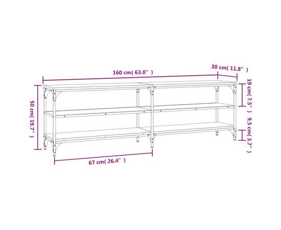 Comodă tv, stejar fumuriu, 160x30x50 cm, lemn prelucrat, 9 image