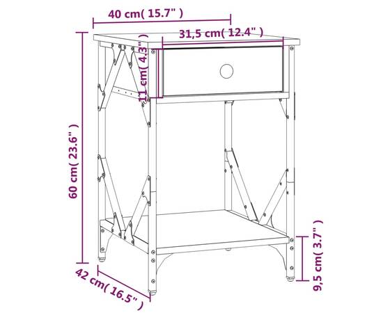 Noptieră, stejar fumuriu, 40x42x60 cm, lemn prelucrat, 11 image