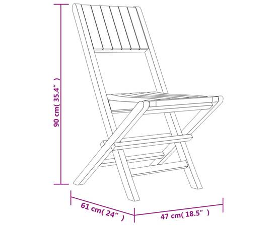 Scaune de grădină pliante, 4 buc., 47x61x90 cm, lemn masiv tec, 5 image
