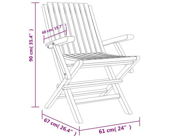 Scaune de grădină pliante, 4 buc., 61x67x90 cm, lemn masiv tec, 5 image