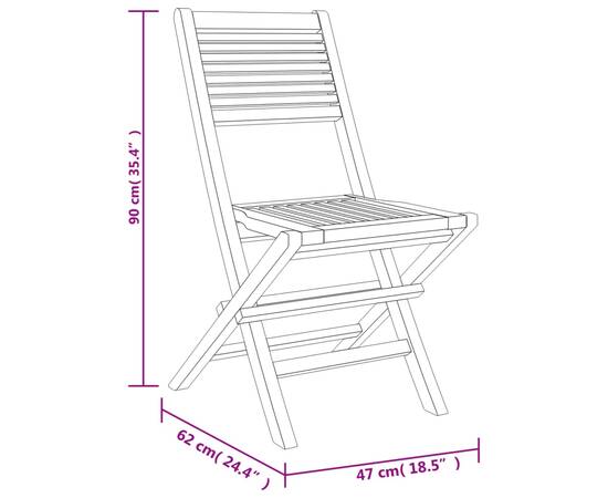 Scaune de grădină pliante, 6 buc., 47x62x90 cm, lemn masiv tec, 5 image