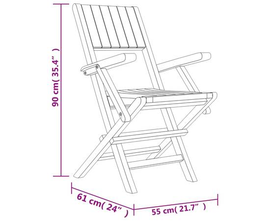 Scaune de grădină pliante, 6 buc., 55x61x90 cm, lemn masiv tec, 5 image