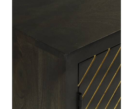 Servantă cu 2 uși, negru/auriu, 55x30x75 cm, lemn masiv mango, 6 image