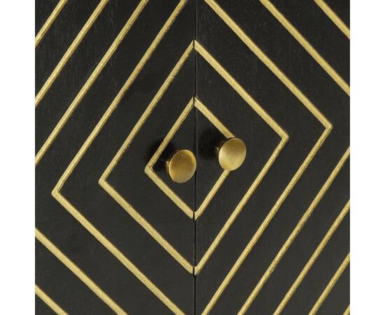 Servantă cu 2 uși, negru/auriu, 55x30x75 cm, lemn masiv mango, 7 image