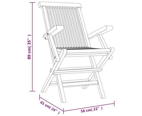 Set mobilier de grădină, 5 piese, gri, lemn masiv de tec, 9 image