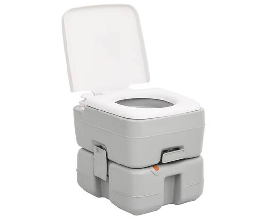 Toaletă portabilă de camping, gri și alb, 15+10 l, hdpe, 3 image