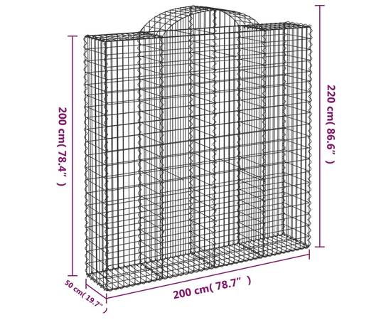 Coșuri gabion arcuite, 3 buc 200x50x200/220 cm, fier galvanizat, 6 image