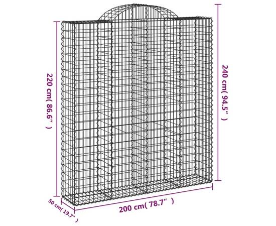 Coșuri gabion arcuite, 7 buc, 200x50x220/240cm, fier galvanizat, 6 image