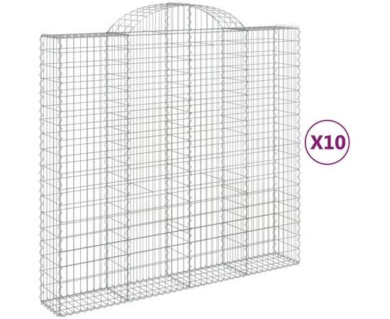 Coșuri gabion arcuite 10 buc, 200x50x180/200cm, fier galvanizat, 2 image