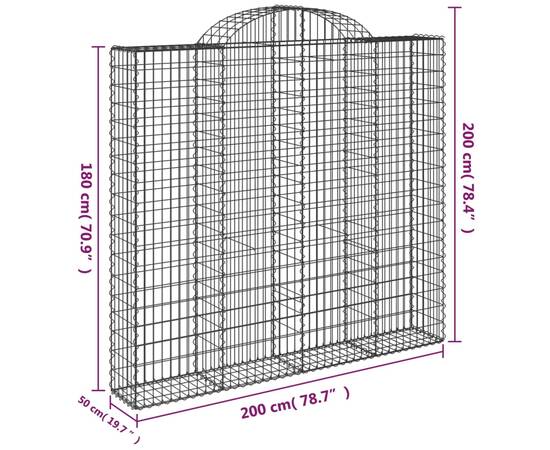 Coșuri gabion arcuite 10 buc, 200x50x180/200cm, fier galvanizat, 6 image