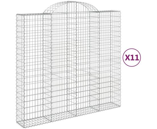 Coșuri gabion arcuite 11 buc, 200x50x180/200cm, fier galvanizat, 2 image