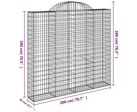 Coșuri gabion arcuite 6 buc, 200x50x180/200 cm, fier galvanizat, 6 image