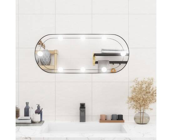 Oglindă de perete cu lumini led 30x70 cm oval sticlă