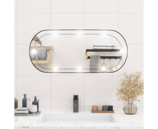 Oglindă de perete cu lumini led 35x80 cm oval sticlă